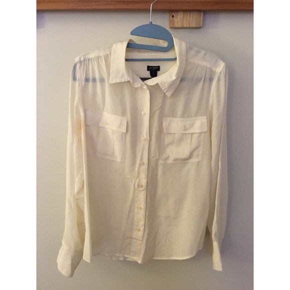 J. Crew Off White Silk Blythe Blouse w Pockets - Picture 4 of 8